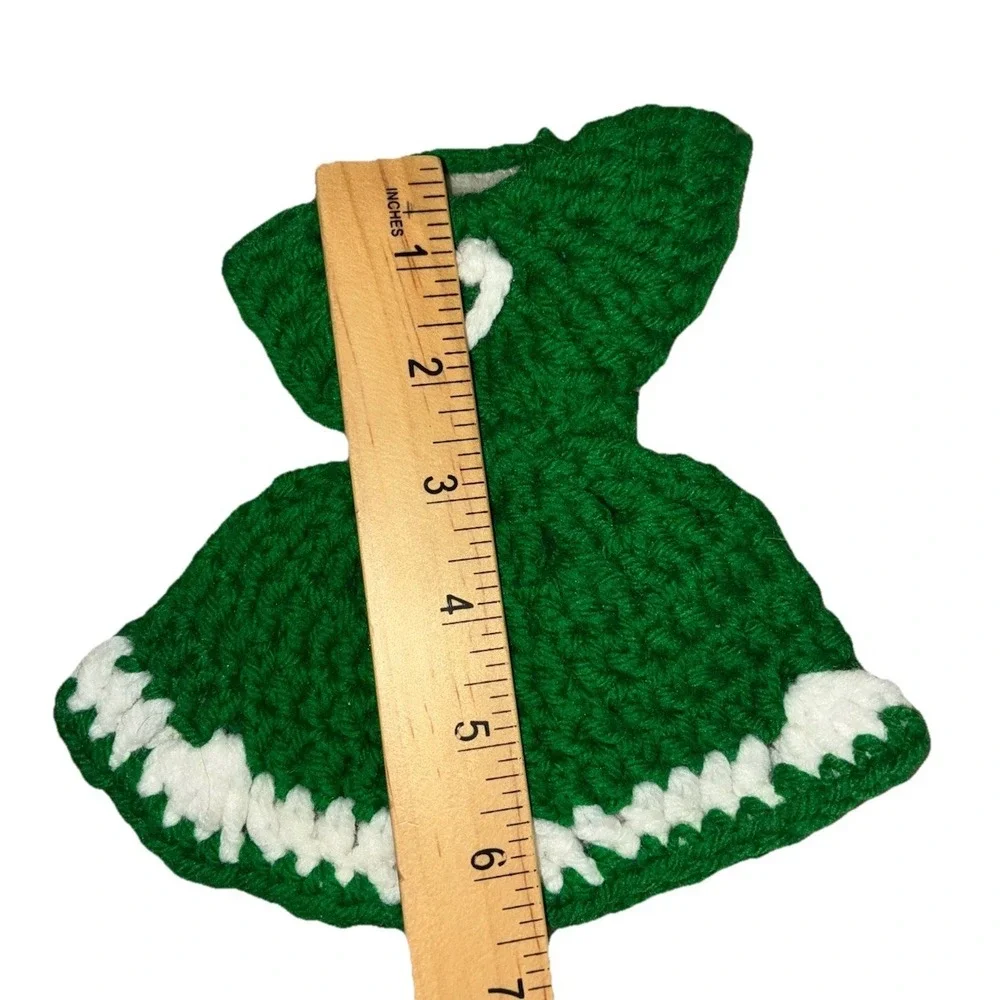 Potholder Crocheted Dress Handmade Crochet Hot Pad Trivet Wall Decor Green NEW